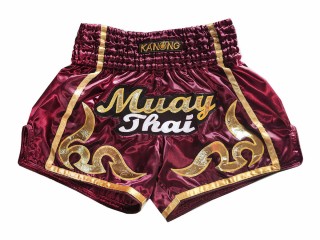 Kanong Retro Thai Bokseshorts : KNSRTO-232-Rødbrun
