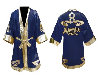 Personlig Muay Thai Bokse tøj - Kappe :  Marine blå Lai Thai