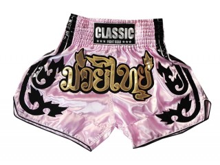 Classic Muay Thai Boksning Kickboxing Shorts : CLS-016-lyserød