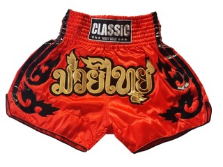 Classic Muay Thai Boksning Kickboxing Shorts : CLS-016-rød