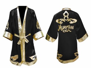 Personlig Muay Thai Bokse tøj - Kappe :  sort Lai Thai