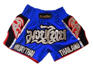 Kanong Retro Thai Bokseshorts : KNSRTO-207-blå