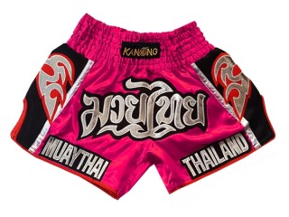 Kanong Retro Thai Boksning Shorts til Damer : KNSRTO-207-lyserød
