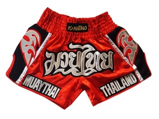 Kanong Retro Thai Bokseshorts : KNSRTO-207-rød