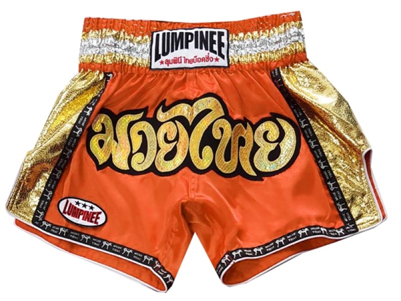 Lumpinee Muay Thai Kickboksning Shorts : LUM-045-Orange MuayThaiButik.com
