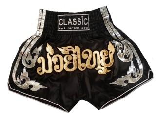 Classic Muay Thai Boksning Kickboxing Shorts : CLS-015-Sort