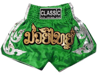 Classic Muay Thai Boksning Kickboxing Shorts : CLS-015-Grøn