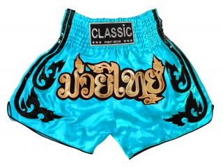 Classic Muay Thai Boksning Shorts til Damer : CLS-016-Himmelblå