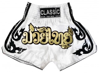 Classic Muay Thai Boksning Shorts til Damer : CLS-016-Hvid