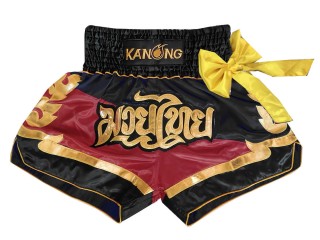 Kanong Thai Bokseshorts : KNS-130-Sort-rødbrun