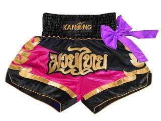 Kanong Thai Bokseshorts : KNS-130-Sort-Lyserød