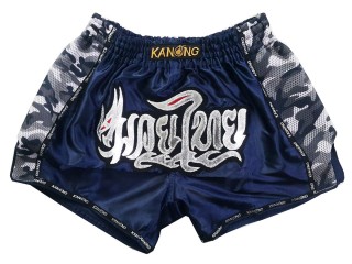 Kanong Retro Thai Bokseshorts : KNSRTO-231-Marine blå