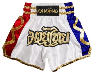 Kanong Thai Bokseshorts : KNS-141-Hvid
