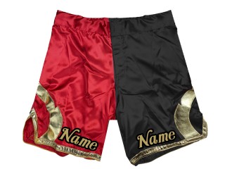 Tilpas MMA-shorts tilføj navn eller logo: Rød-sort