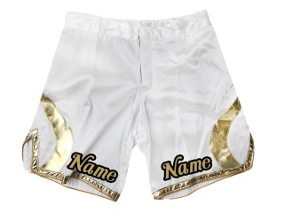 Tilpas MMA-shorts tilføj navn eller logo: Hvid