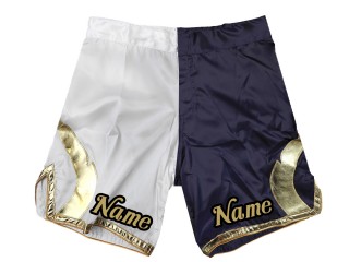 Brugerdefinerede MMA-shorts tilføjer navn eller logo: Hvid-Navy