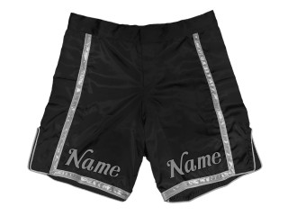 Tilpas MMA-shorts med navn eller logo: Sort-sølv