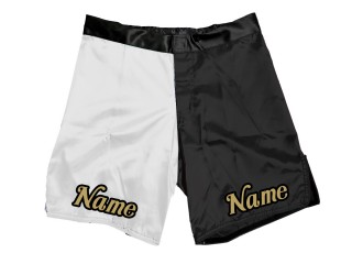 Brugerdefinerede MMA-shorts med navn eller logo: Hvid-Sort