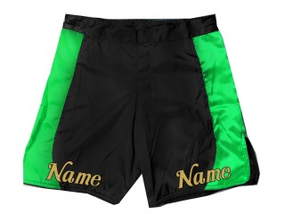 Tilpas design MMA-shorts med navn eller logo: Sort-grøn