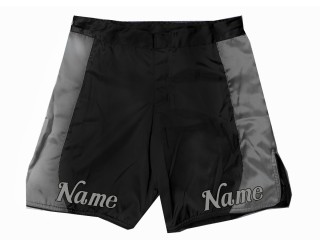 Tilpas MMA-shorts med navn eller logo: Sort-grå