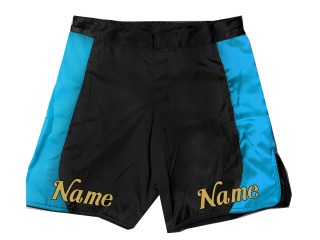 Tilpas design MMA-shorts med navn eller logo: Sort-Himmelblå