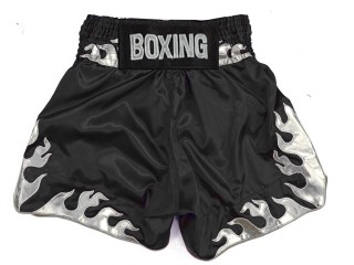 Personlig Bokseshorts Boxing Shorts : KNBSH-038-Sort-sølv