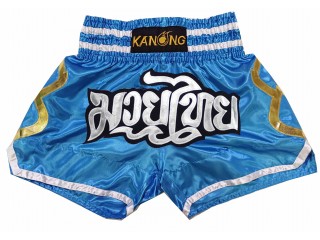 Kanong Thai Bokseshorts : KNS-143-Himmelblå