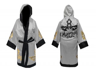 Personlig Muay Thai Bokse tøj - Kappe :  KNFIR-143-Silver
