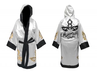 Personlig Muay Thai Bokse tøj - Kappe :  KNFIR-143-Hvid