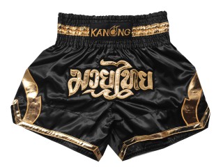 Kanong Thai Bokseshorts : KNS-144-Sort-guld