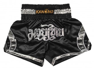 Kanong Thai Bokseshorts : KNS-144-Sort-Sølv