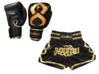 Muay Thai sæt -- boksehandsker + Personlig Muay Thai shorts : Set-121-Thaikick-Sort