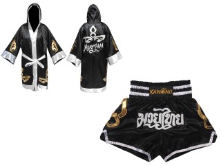 Kanong Personlig Boksning Kappe + Personlig Muay Thai Shorts : Set-143-Sort