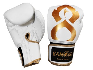 Kanong Boksehandsker (Ægte læder) : "ThaiKick" Hvid-Guld
