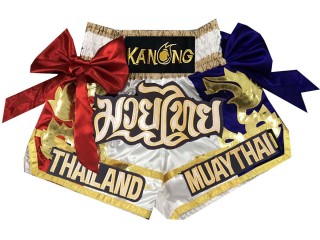 Kanong Thai Bokseshorts til børn : KNS-125-Hvid-K