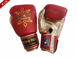 Kanong boksehandsker børn : Thai Power Rød/guld