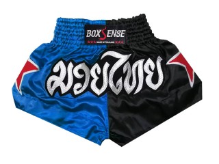 Boxsense Thai Bokseshorts : BXS-089-Blå-Sort