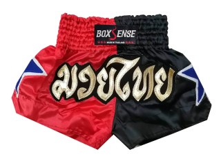 Boxsense Thai Bokseshorts : BXS-089-rød-Sort