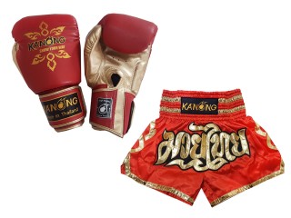 Boksesæk - boksehandsker + Personlig Muay Thai shorts : Set-121-Rød