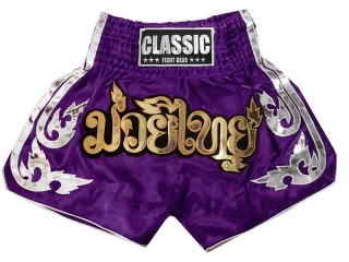 Classic Muay Thai Boksning Kickboxing Shorts : CLS-015-Lilla