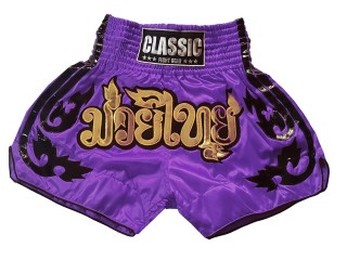 Classic Muay Thai Boksning Kickboxing Shorts : CLS-016-Lilla