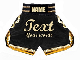 Personlig Bokseshorts Boxing Shorts : KNBSH-023-Sort-Guld