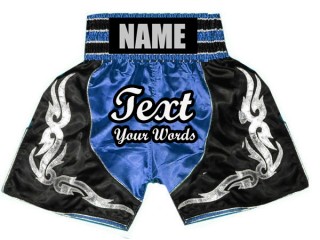 Personlig Bokseshorts Boxing Shorts : KNBSH-024-Blå-Sort