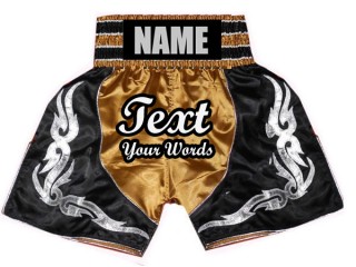 Personlig Bokseshorts Boxing Shorts : KNBSH-024-Guld-Sort