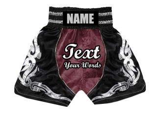 Personlig Bokseshorts Boxing Shorts : KNBSH-024-Rødbrun-Sort