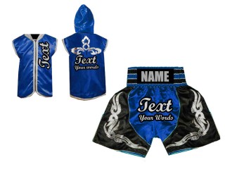 Boksesæt  - Personlig Boksning Hættetrøjer + Bokseshorts Boxing Shorts : Blå