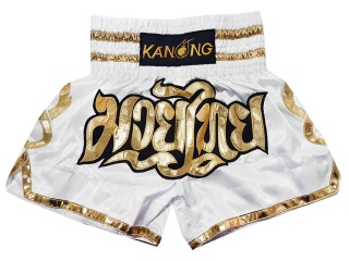 Kanong Thai Bokseshorts til børn : KNS-121-Hvid-K