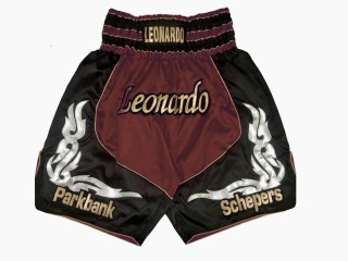 Specialtilpassede Boksershorts Boxing Shorts : KNBXCUST-2035-Rødbrun-Sort