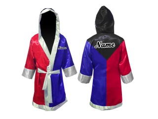 Kanong Muay Thai Boksning Kappe (Fight Robe) : Sort/Blå/Rød