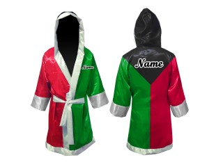 Kanong Muay Thai Boksning Kappe (Fight Robe) : Sort/Grøn/Rød